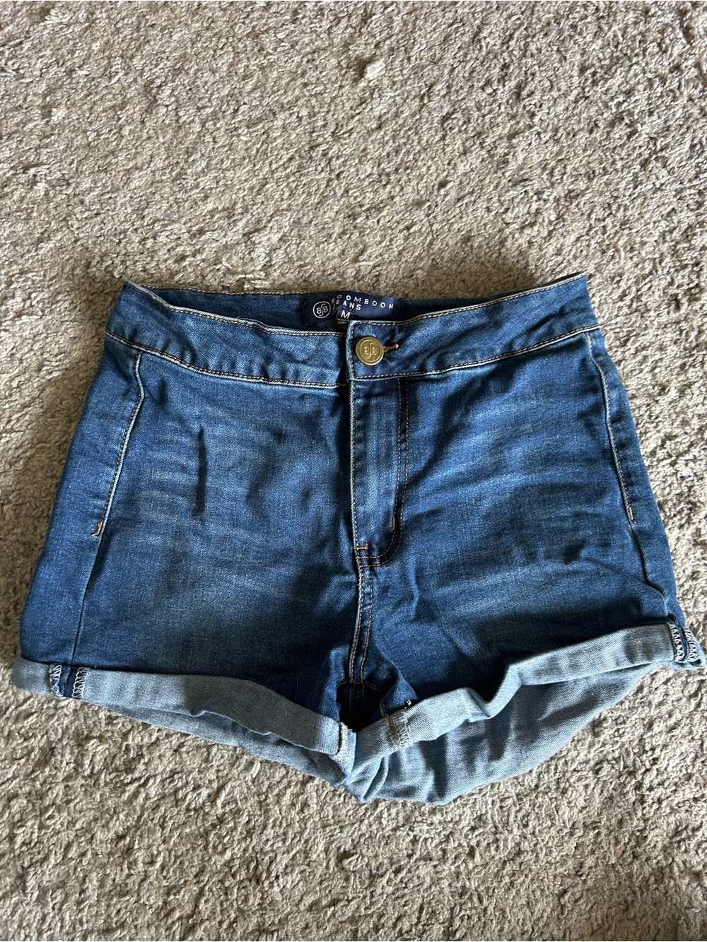 Boom Boom Jeans Dark Blue High-Rise Cuffed Denim Shorts